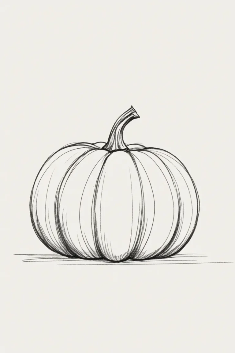 Simple pumpkin outline sketch with stem.