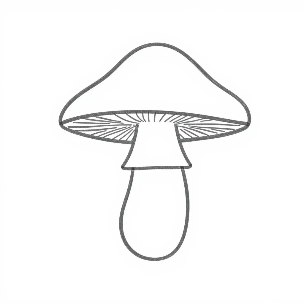 Easy mushroom drawing โ simple hand-drawn mushroom sketch on white paper