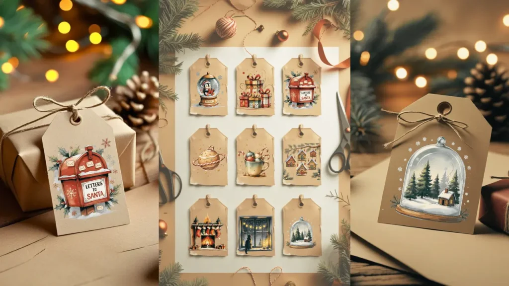 Christmas gift tags mockup
