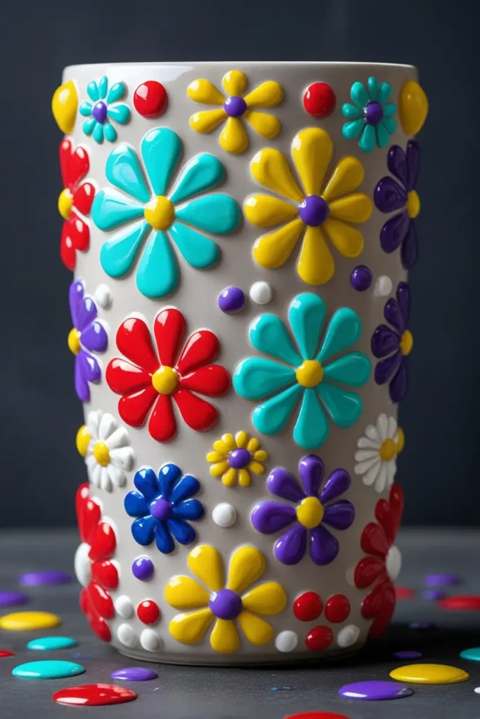 white ceramics painted with dots